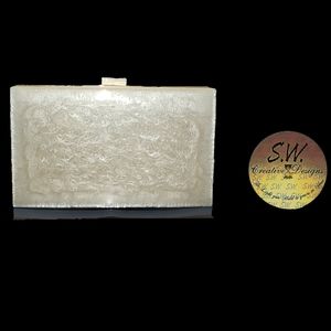 White Pearl Shimmer Clutch Purse